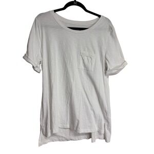 Wonder, White‎ Rounded Neck T-Shirt, Short Cuffed Sleeves, Women's Size L
